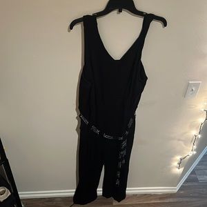 J. Jill Wearever Collection Black Jumpsuit with Beaded Belt and Pockets
